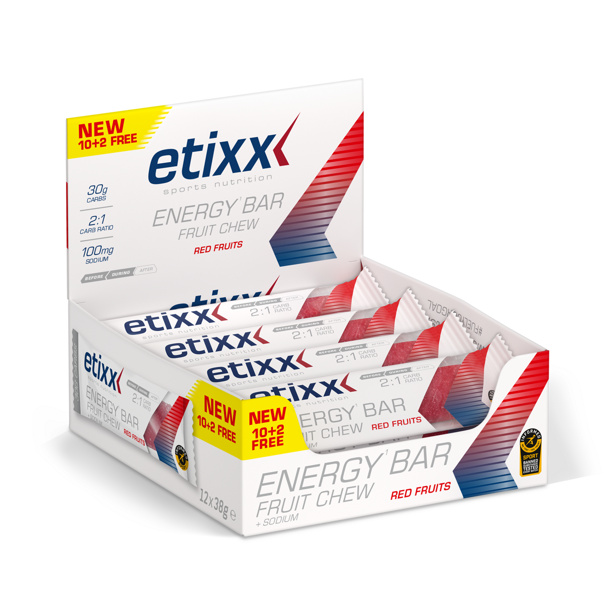 Energy Bar Fruit Chew Red Fruits 12x38g