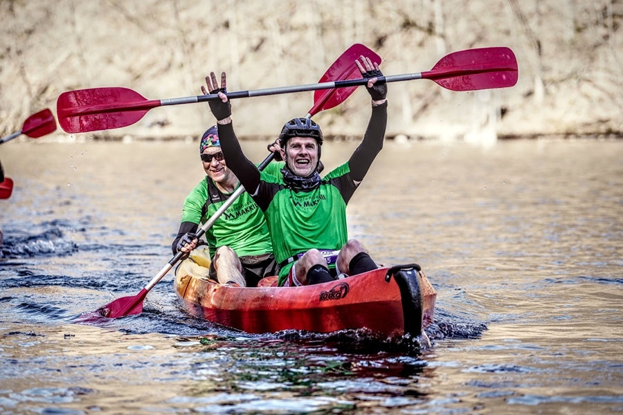 Duo kayaking on the Grand Raid Nisramont course