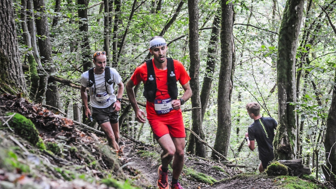 Runners on forest trails at Trail des Fantômes